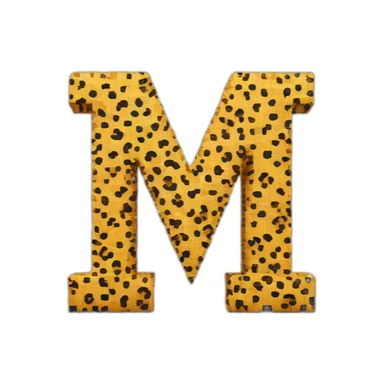 Letter "M" made of cube of pixels with cheetah pattern sticker
