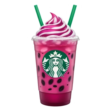 Starbucks dark pink dragonfruit refresher. no pink cream on top. starbucks logo. sticker