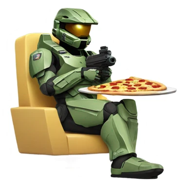 Master chief eating a pizza sticker