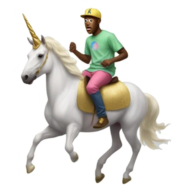 Tyler, The Creator riding a unicorn ￼ sticker