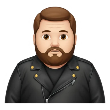 Long hair obese men with beard in leather jacket sticker