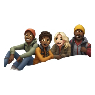 Group of friends went in the mountains having fun  sticker