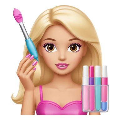 light skinned barbie with nail supplies sticker