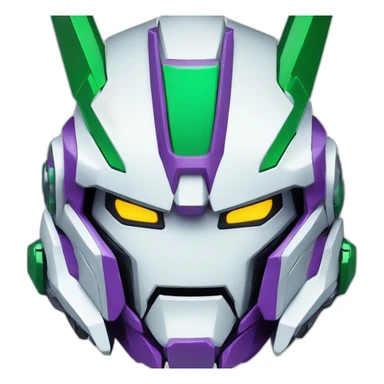 purple and green freedom gundam mecha face sticker