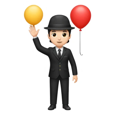 Director tecnico con un traje negro, gorra y un balon bajo el brazo sticker