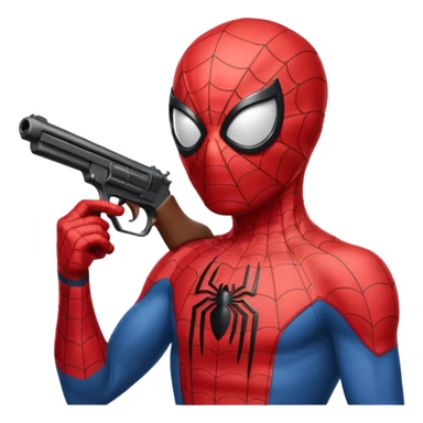 spiderman holding a gun to the side of his head sticker