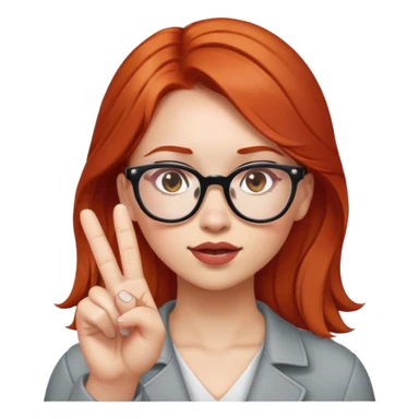 Redhead girl with glasses middle finger sticker