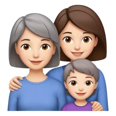 A mum with short Gray hair and her two adult daughters with brown hair sticker