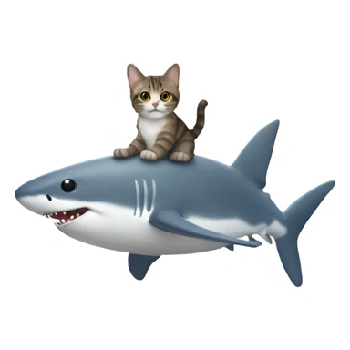 Cat riding a shark in the sky with a rainbow  sticker