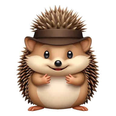 hedgehog removing a hat sticker