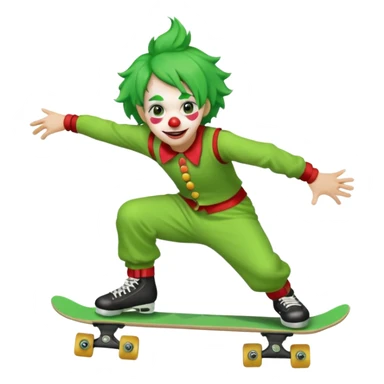 skater clown skating green sticker
