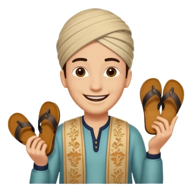 Smile, holding a chappal, emoji sticker