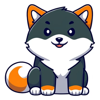 black Shiba Inu dog with fox-like appearance and curled tail sticker