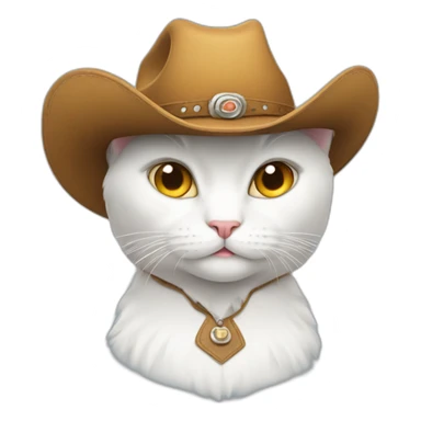 white cat wearing a cowboy hat sticker