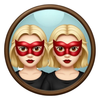 Killer on mask  in mirror behind woman sticker