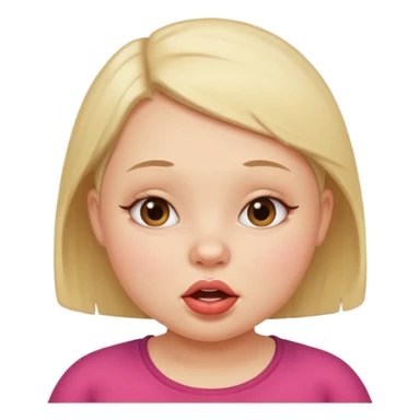 a girl face with lip bitting expressions. the face will be round and chubby. without hair sticker