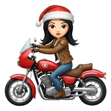 biker girl black long hair moto christmas yamaha sticker