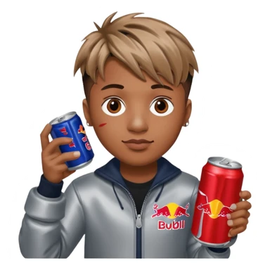 Juice wrld holding a redbull sticker