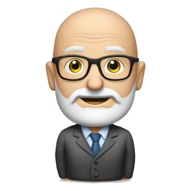 A man of 50 years, bald, with beard, glasses and his position is CFO in a high tech company. Include bills in his hand sticker
