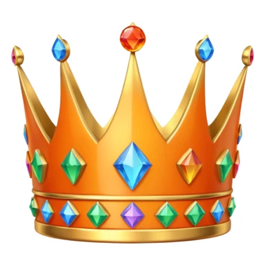 orange 3d crown with rainbow gems sticker
