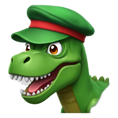 Angry Green Trex wearing red beret and eyeglasses  sticker