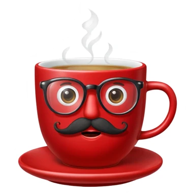 talking teacup red with glassess and mustache sticker