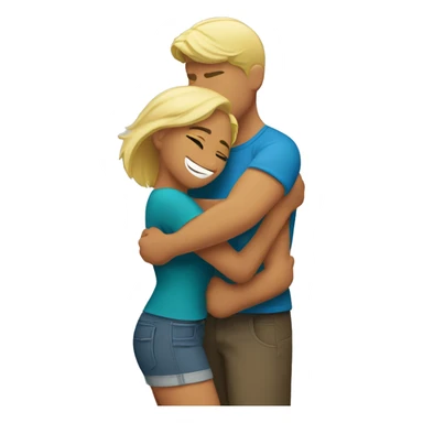 Blond man and hispanic woman hug each other sticker