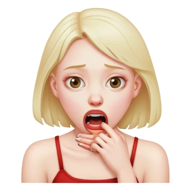 A girl choking herself in a funny way sticker