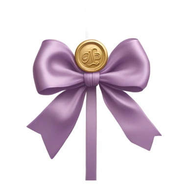 A delicate pastel pink satin bow tied around a vintage lilac letter with a gold wax seal. sticker