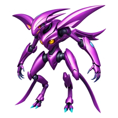 Shiny Exotic Colorful Futuristic epic Miraidon-Genesect-Fakémon-hybrid-creature (full body)  sticker
