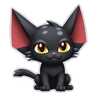 Cool Cute Edgy Black Dark Chibi Cat-Noibat-Noivern-Litten-Fakémon-hybrid sticker