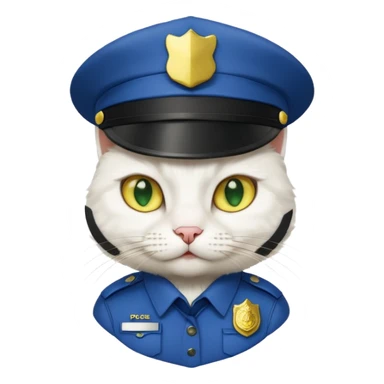 white cat police, yellow and green eyes sticker