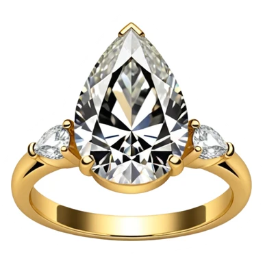 Pear cut engagement ring with small gold band with diamonds  sticker