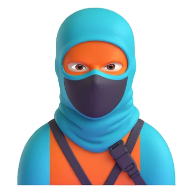 menacing robber with teal and orange balaclava sticker