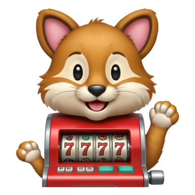 animal playing a slot machine sticker