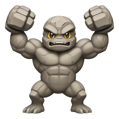 Geodude Pokémon, rocky body with arms, flexing arms sticker