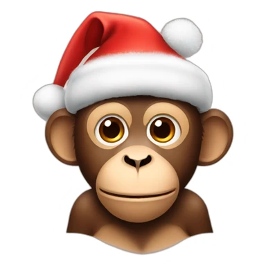 monkey with christmas hat sticker