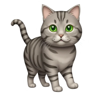 Slightly chubby Gray tabby cat with green eyes walking sticker