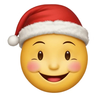 smiley face with closed eyes in a red Christmas hat sticker
