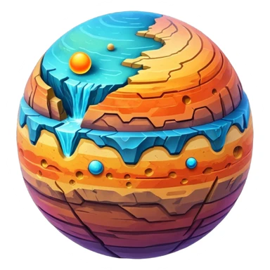 Planet separated into layers sticker