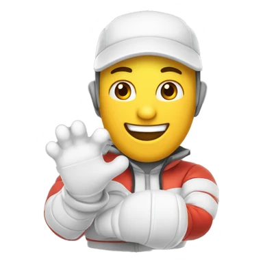 Botarga circular con sonrisa manos con guantes blancos y con piernas y tenis sticker