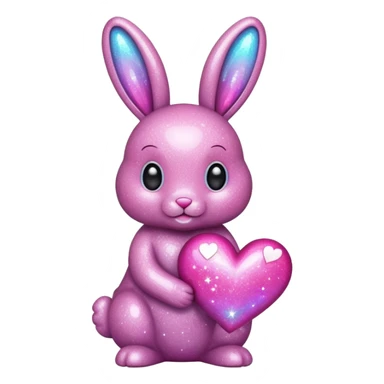glitter bunny with heart sticker