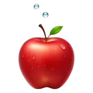 Cinematic crisp, shiny red apples, glistening under soft natural light, perfectly round with tiny water droplets, warm rich hues, highly detailed and fresh. sticker