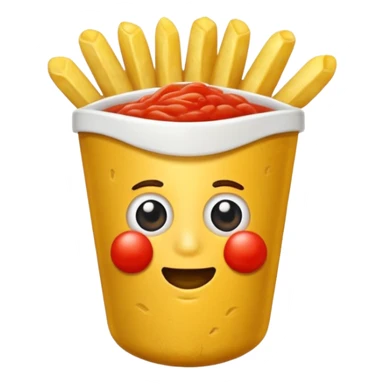 Generar papas fritas sueltas con un botecito de catsup a su lado sticker