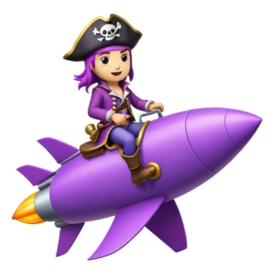 pirat riding purple rocket sticker