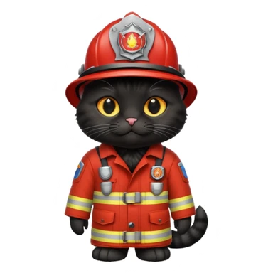 black cat in firefighter suit sticker