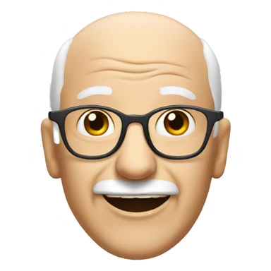 Happy Bald old man with bad eyes, glasses and chin hair sticker