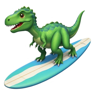 A dinosaur on a surfboard sticker