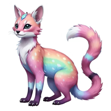 Colorful nebulae nebula starry galactical shiny tropical pale light fruity pastel white glorious iridescent divine exotic cute cool beautiful realistic antasy-caracal-civet-genet-sergal-vernid-Cacomistle-Trico-oncilla-animal-Fakémon-hybrid-fursona (full body) sticker