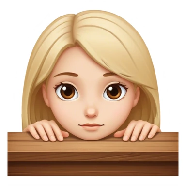  A girl peering from behind a table face view  sticker